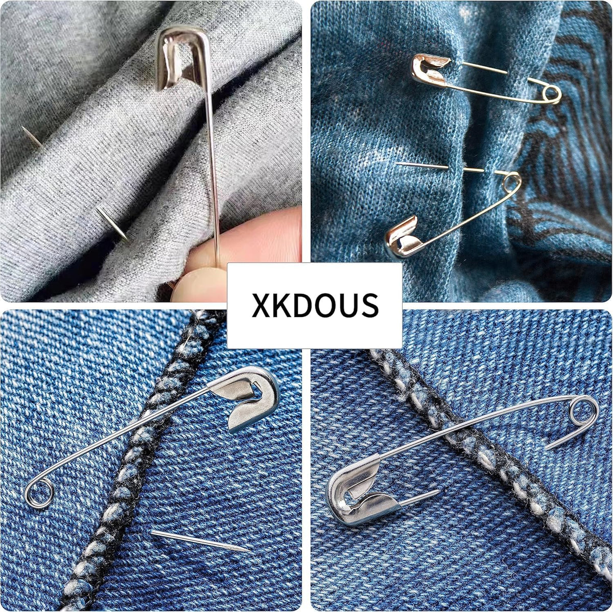 XKDOUS 3 Inch Large Safety Pins 100 pcs Silver Pins Bulk Jansha Store