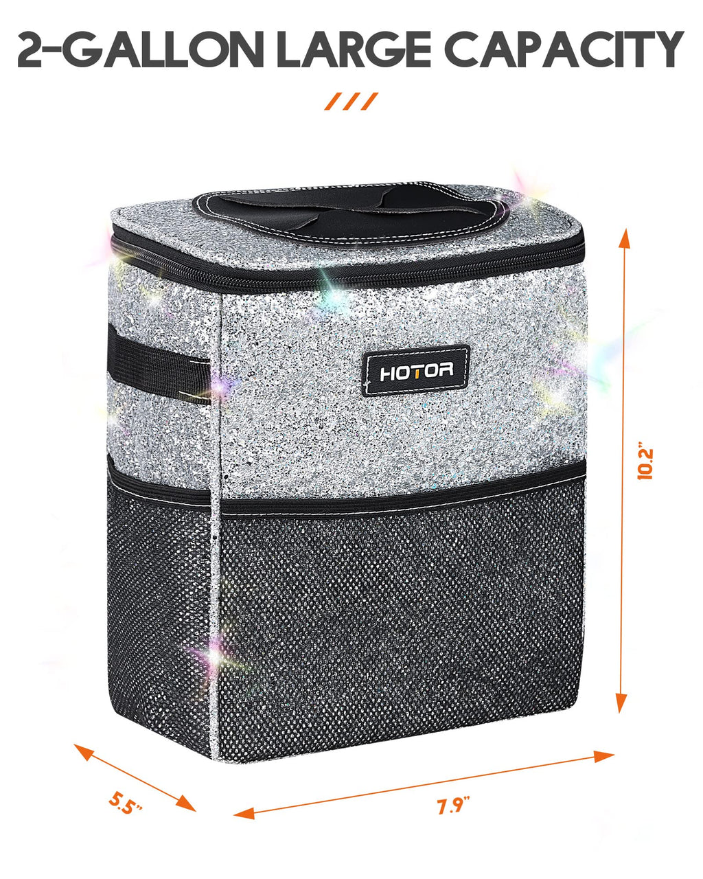 HOTOR Car Trash Can, Leakproof Car Organizer, 2-Gallon, Black Jansha Store