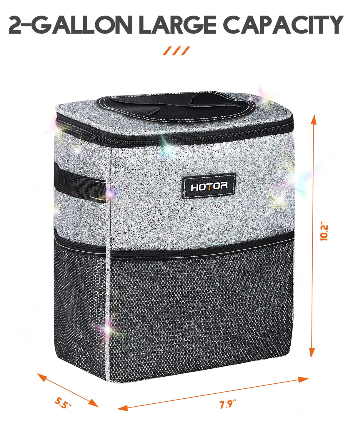HOTOR Car Trash Can, Leakproof Car Organizer, 2-Gallon, Black Jansha Store