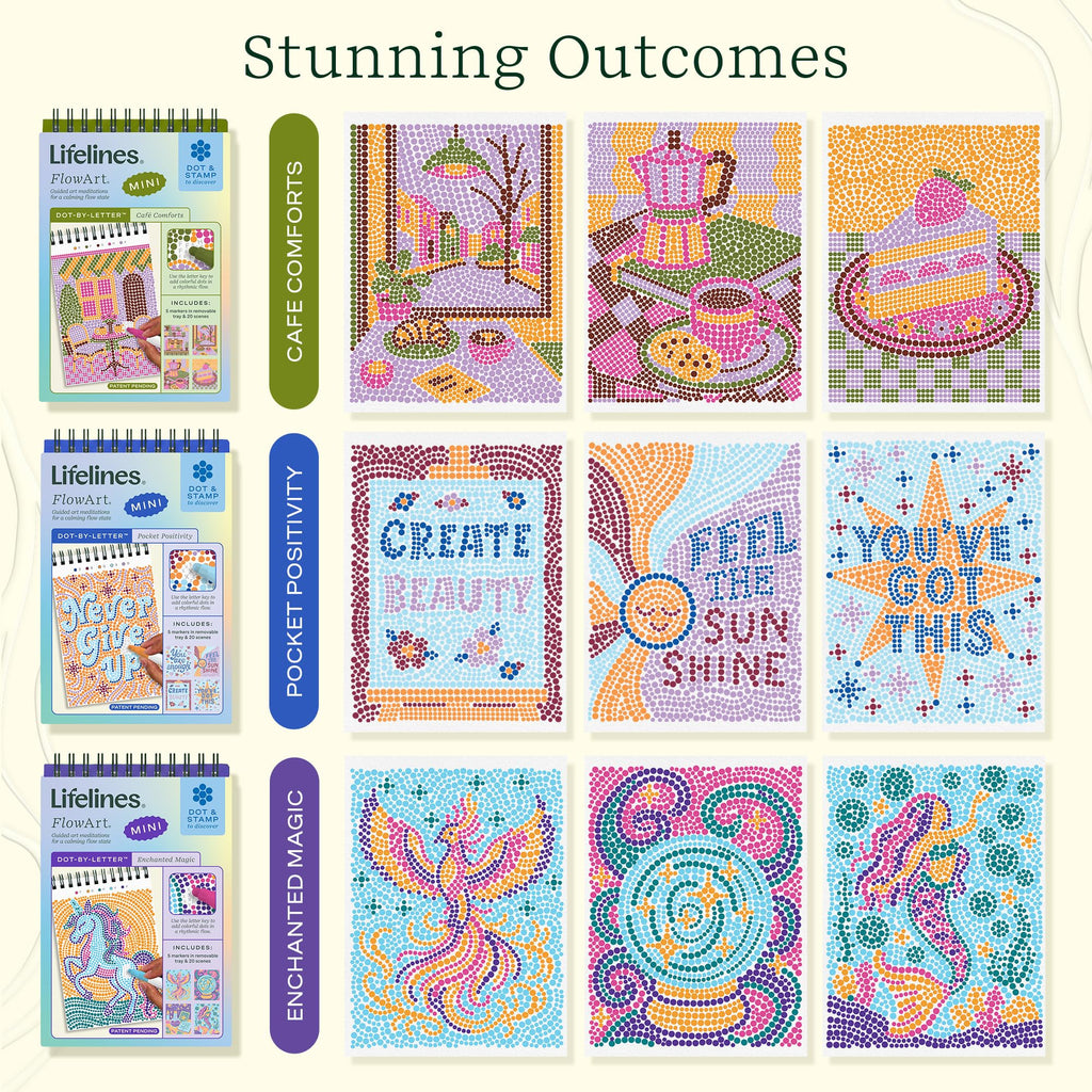 Lifelines FlowArt Activity Pads 3-Pack, Dot-by-Letter Guided Coloring Books Jansha Store