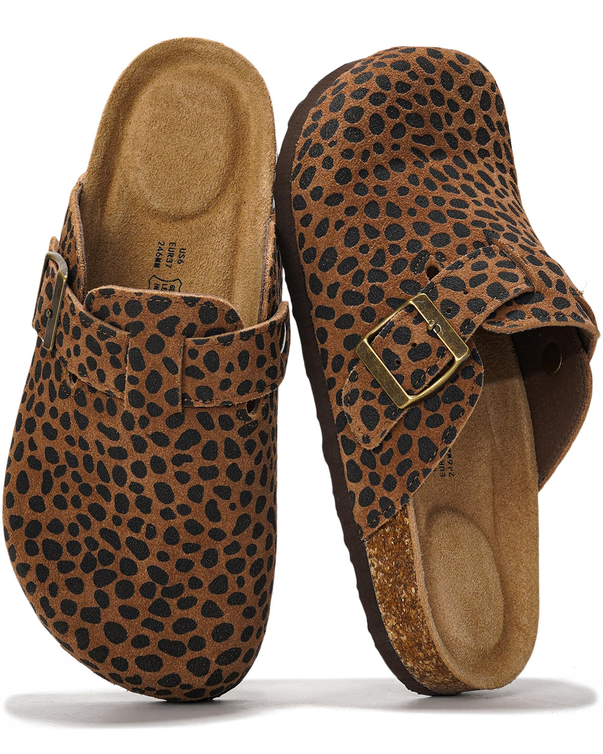 Project Cloud 100% Genuine Leather Womens Cork Footbed Clogs for Women Jansha Store