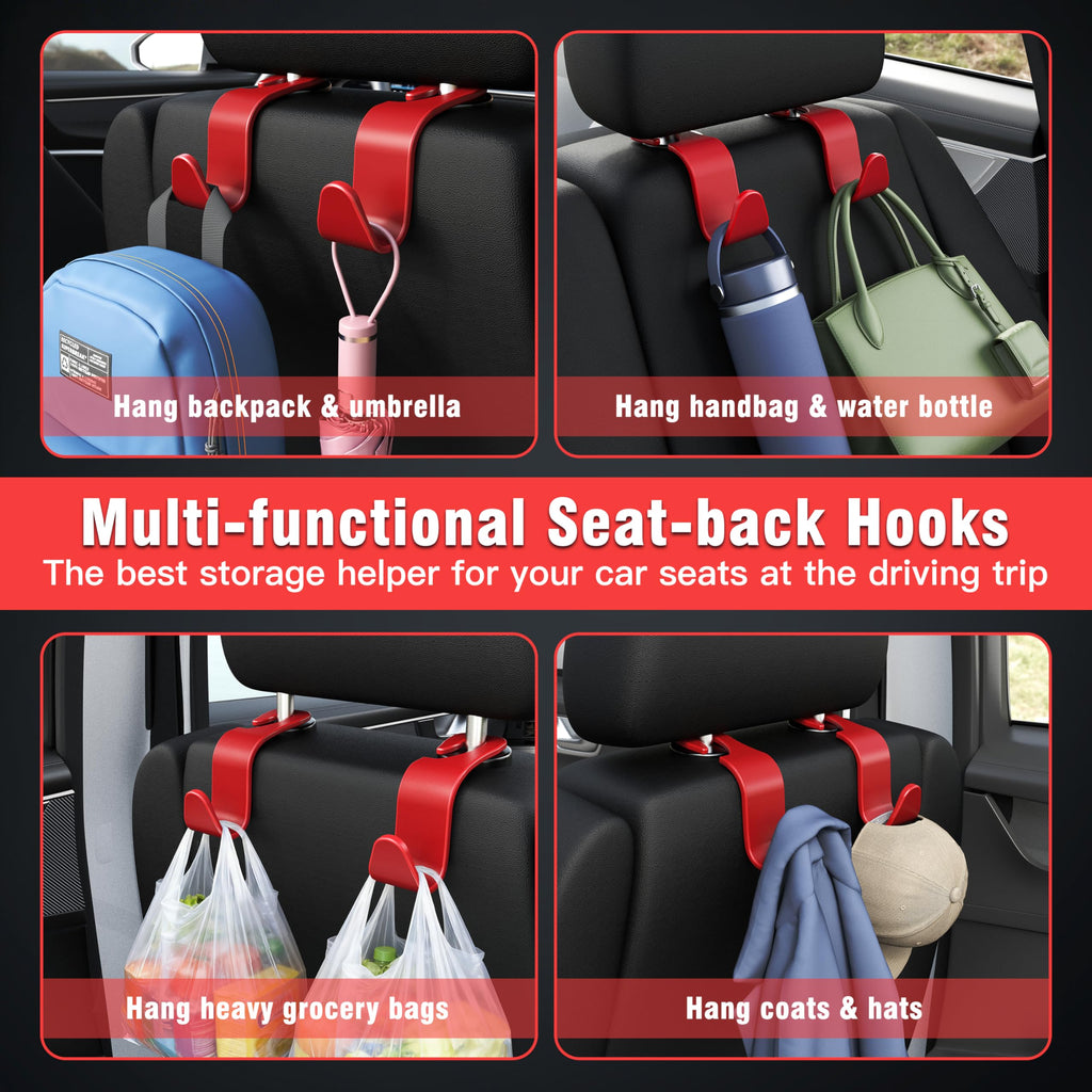 4-Pack Car Headrest Hooks Holds 55lbs Seat Storage Organizer for Bags Jansha Store