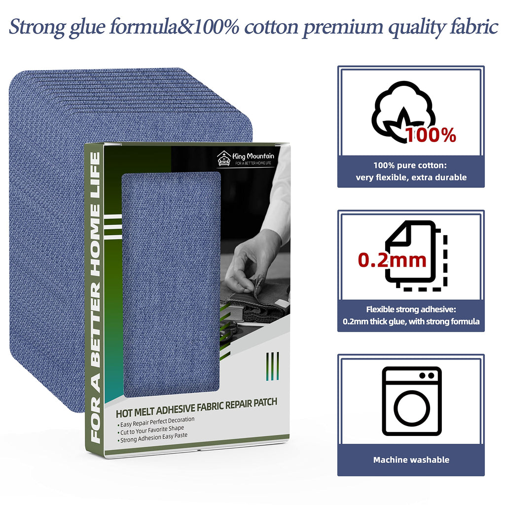 KING MOUNTAIN 100% Cotton Fabric Iron-on Repair Patch, Inside&Outside Clothes Repair Patch, 3"x60" with Backing Glue Repair Decorative Patch kit (Off-White) Jansha Store