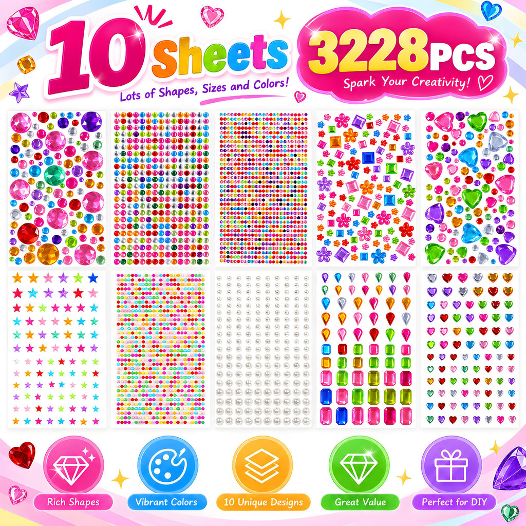 Stocking Stuffers,3528PCS Gem Stickers,Scrapbook Supplies Rhinestones Craft Jansha Store