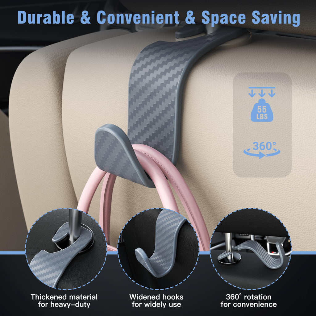 4-Pack Car Headrest Hooks Holds 55lbs Seat Storage Organizer for Bags Jansha Store