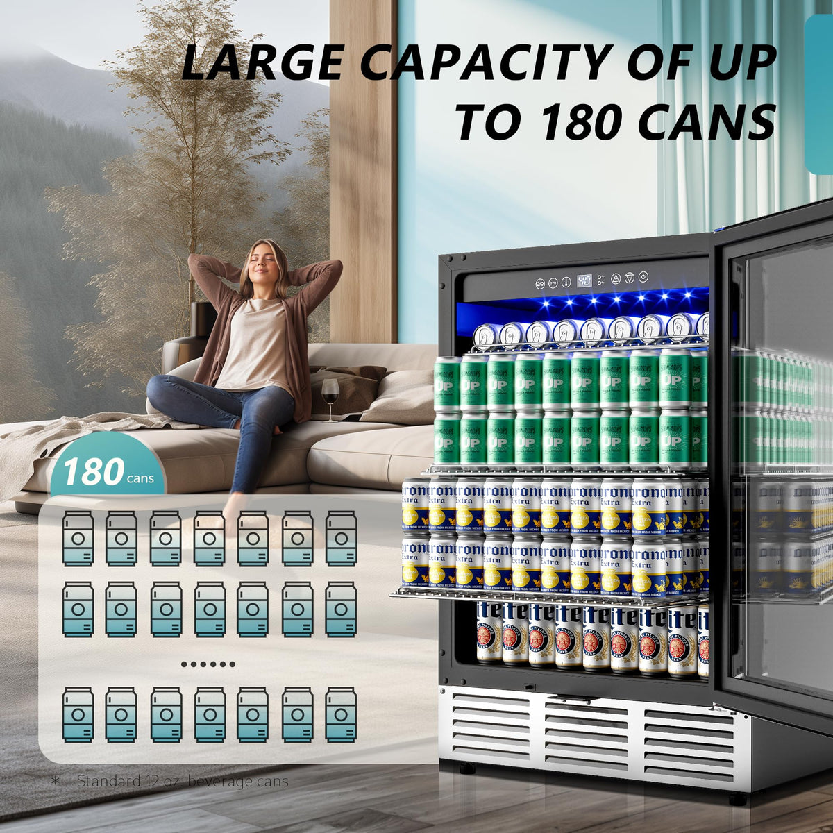 EUHOMY 24 Can Mini Fridge, 18L Beverage Refrigerator with Quiet Compressor Jansha Store