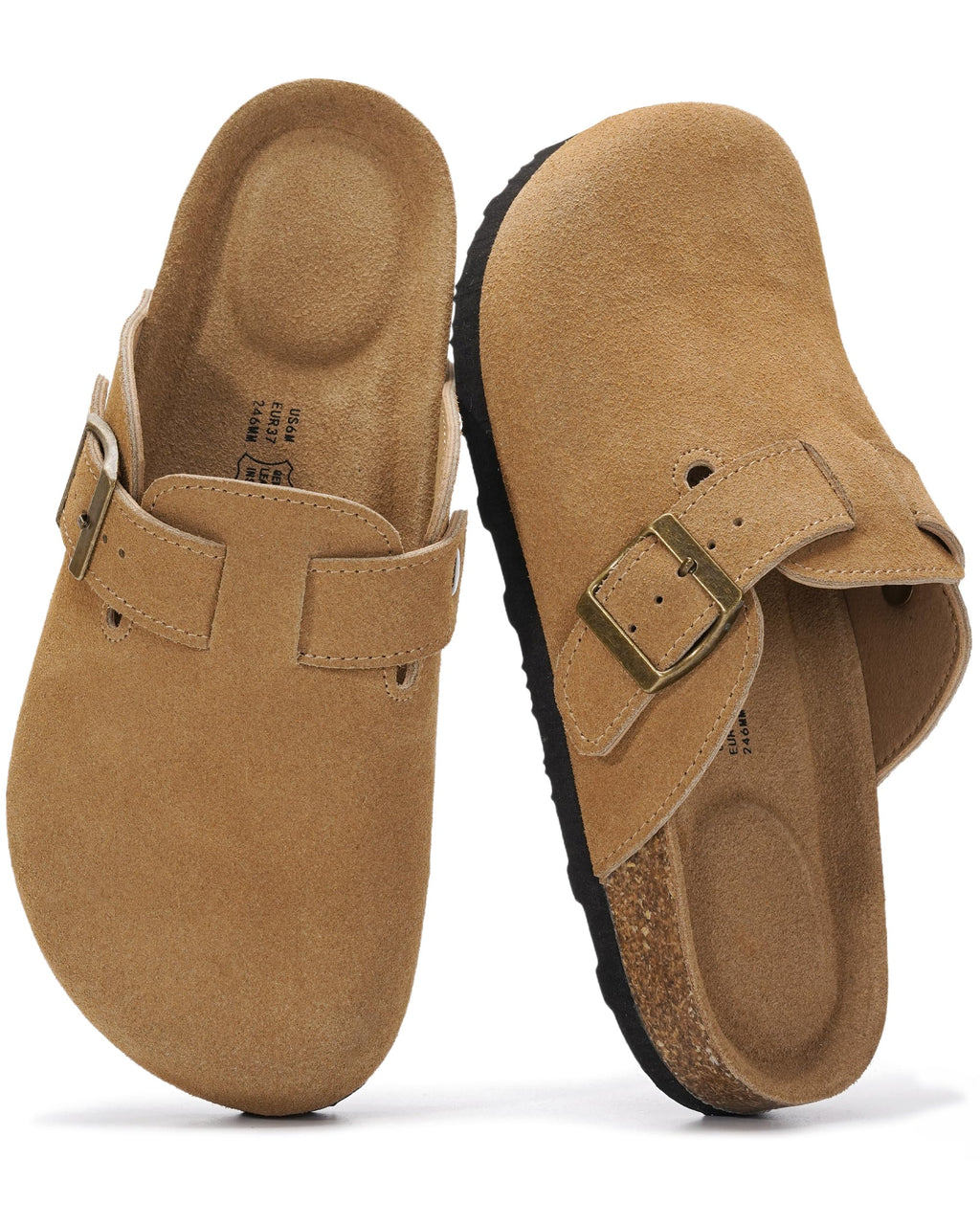 Project Cloud 100% Genuine Leather Womens Cork Footbed Clogs for Women Jansha Store