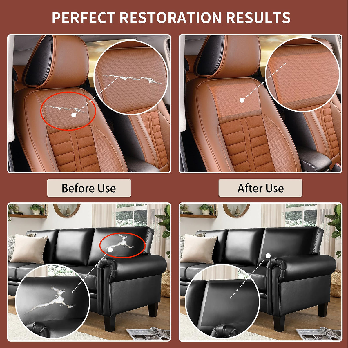 Besezx Leather Repair Patch Tape Kit, Self Adhesive Leather Repair for Furniture, Couch, Sofa, Car Seats,Office Chair,Vinyl Repair Kit.4.8inx60in Jansha Store