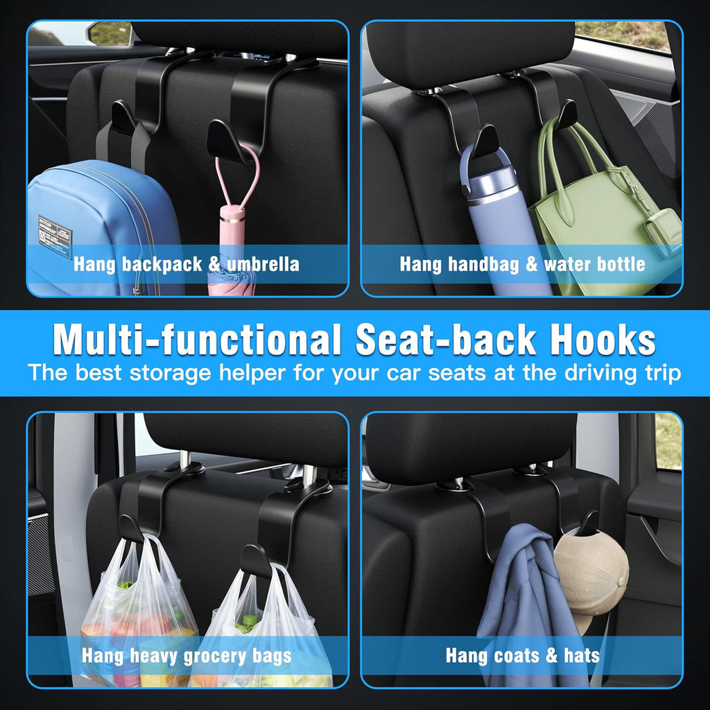 4-Pack Car Headrest Hooks Holds 55lbs Seat Storage Organizer for Bags Jansha Store