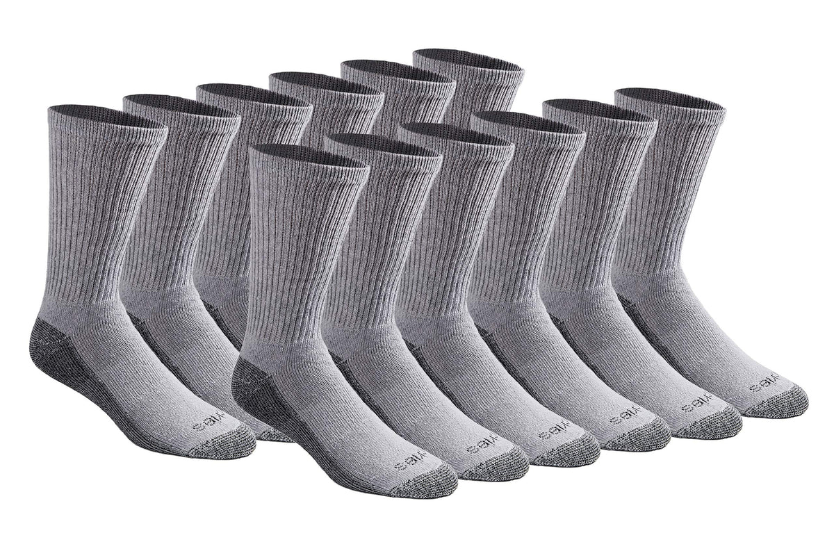 Side angle of Dickies Dri-tech crew socks highlighting the cushioned sole and arch support band