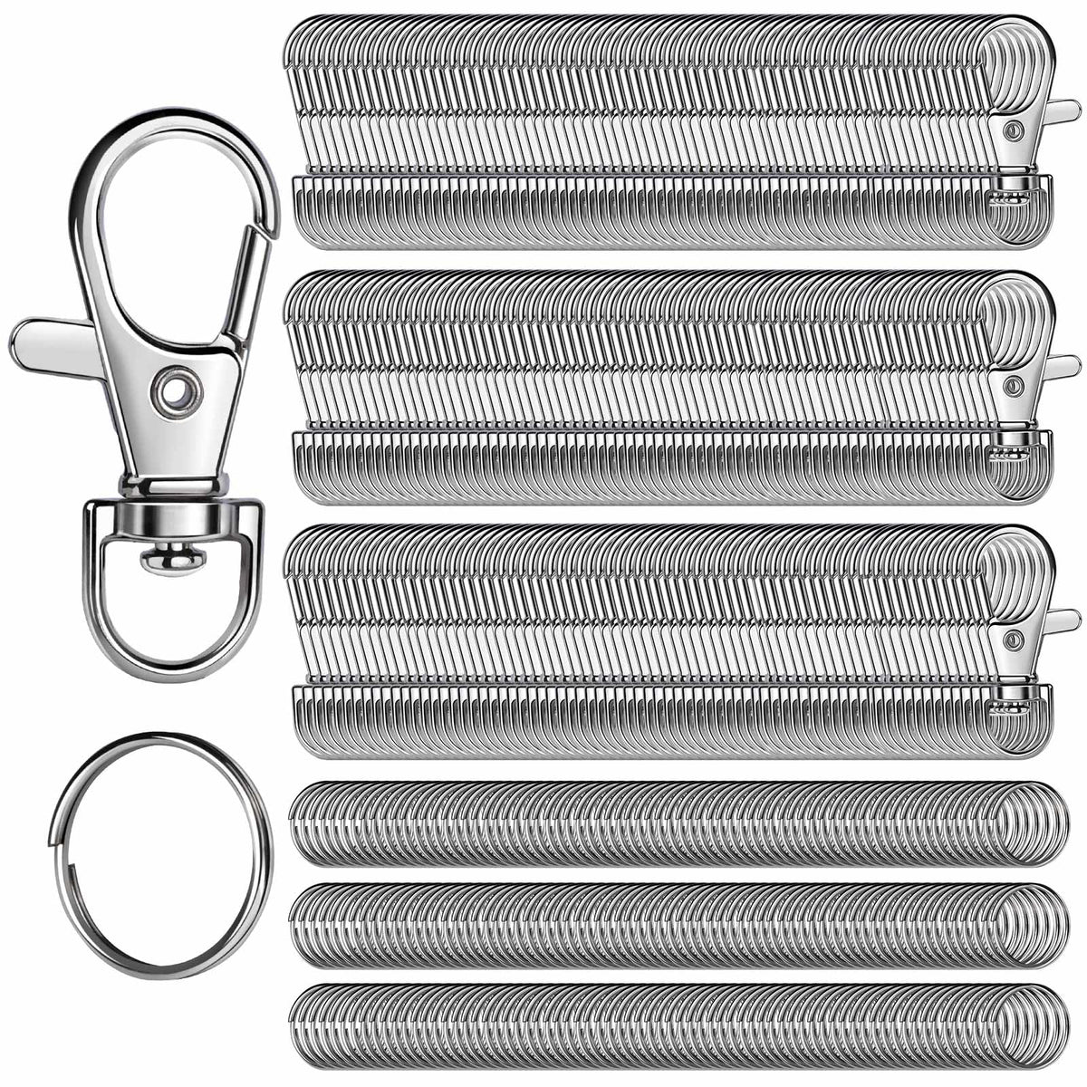 LEOBRO 70PCS Lobster Claw Clasps and Key Rings, 35PCS Keychains Clips and 35PCS Key Chain Ring, Keychain Making kit for Key Chain, Jewelry Making, Art Crafts, Silver Jansha Store