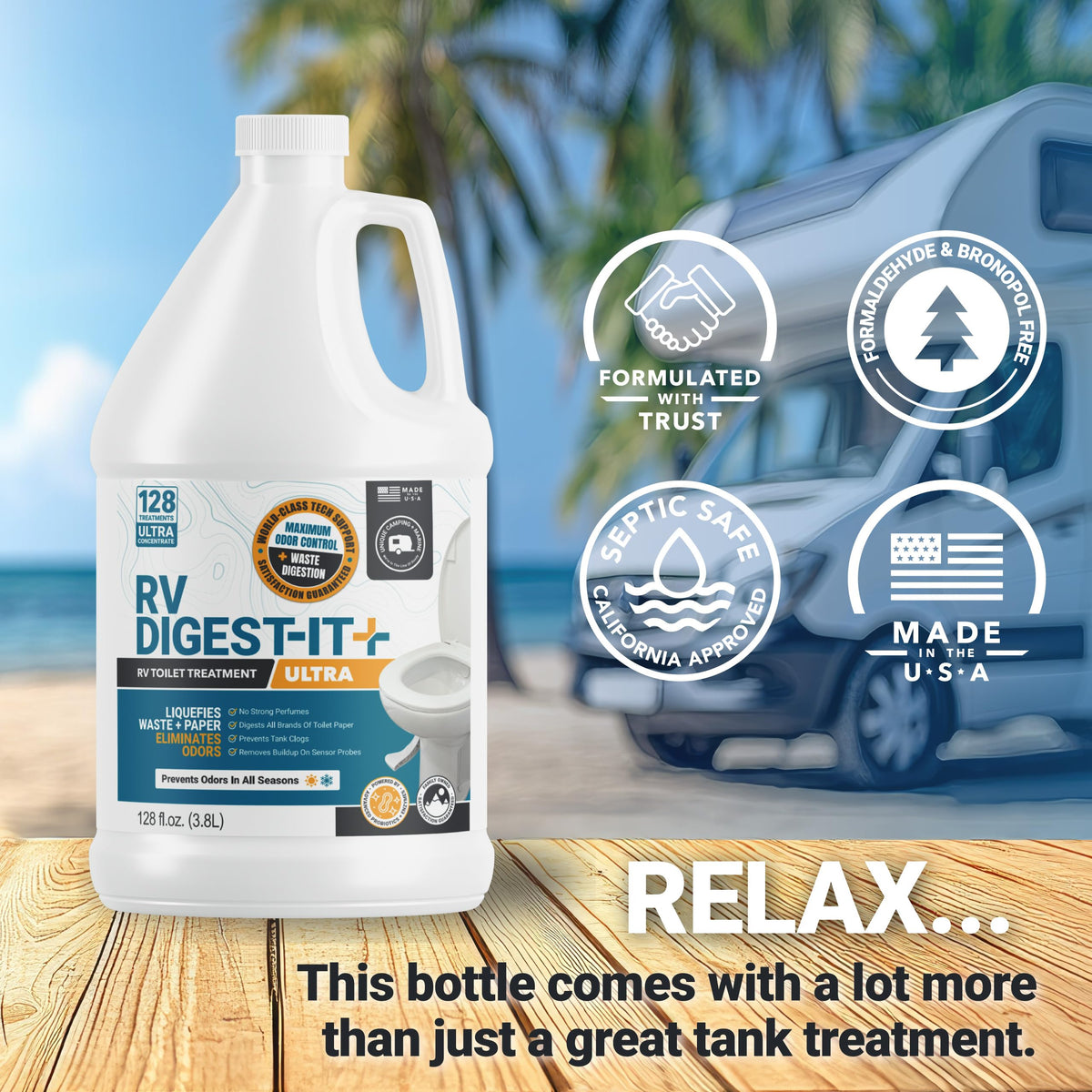 Unique RV Toilet Treatment, RV Digest-It Ultra Liquid, 32 Uses Jansha Store
