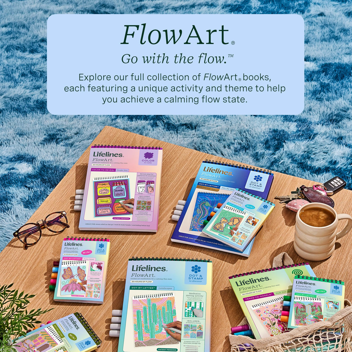 Lifelines FlowArt Activity Pads 3-Pack, Dot-by-Letter Guided Coloring Books Jansha Store