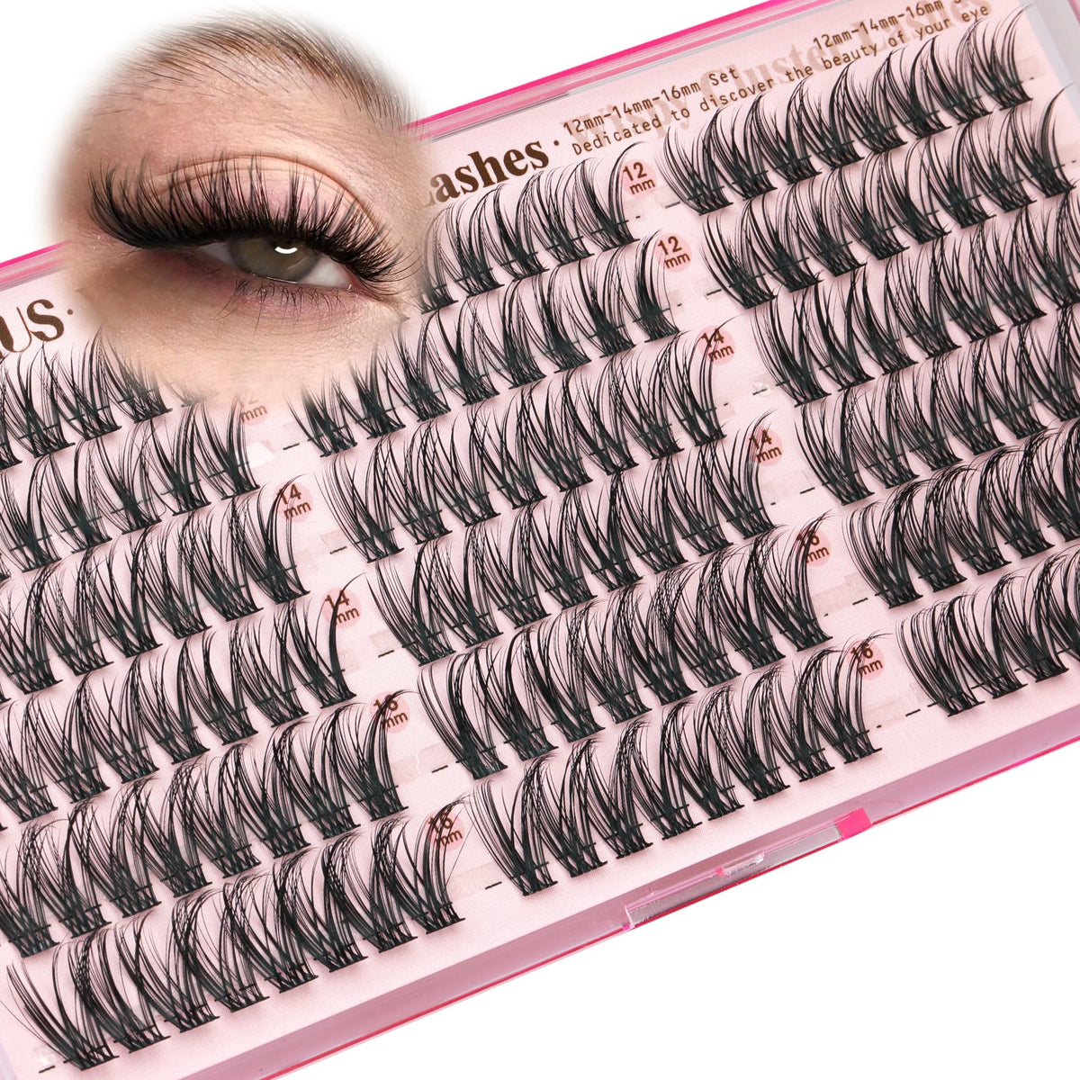 Brown Lash Clusters Natural For Soft Glam 300Pcs Wispy Lashes Cluster Eyelash Cluster Extensions C Curve Individual Lashes DIY Lash Extension Waterproof & Long - Lasting (10-16mm) Jansha Store