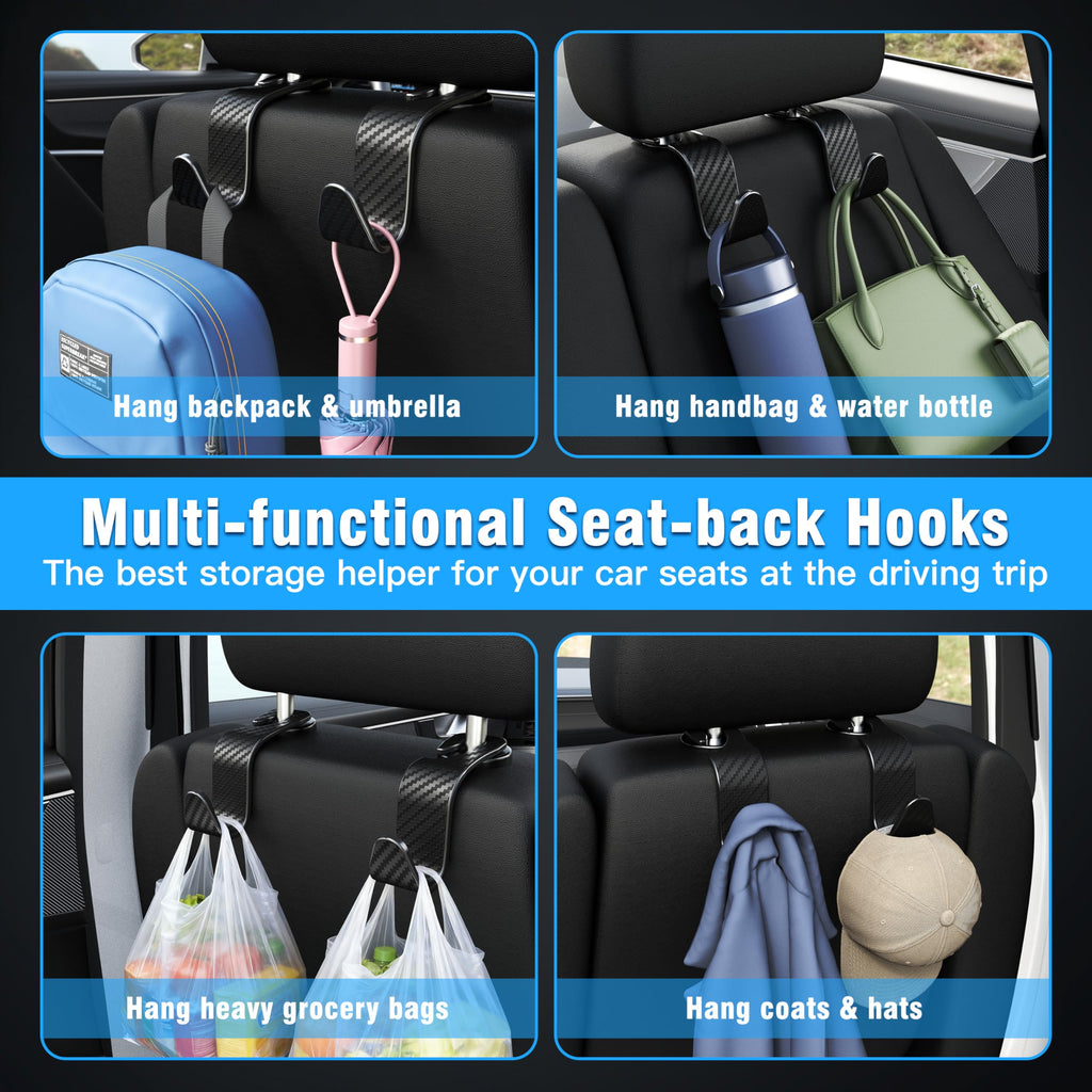 4-Pack Car Headrest Hooks Holds 55lbs Seat Storage Organizer for Bags Jansha Store