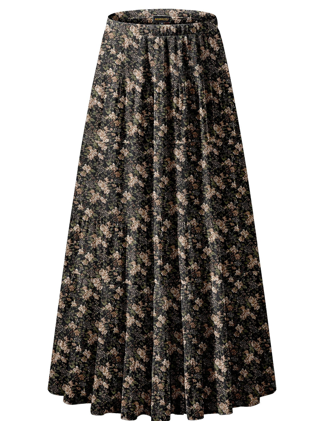 NASHALYLY Women's Chiffon Elastic High Waist Pleated A-Line Maxi Skirts Jansha Store