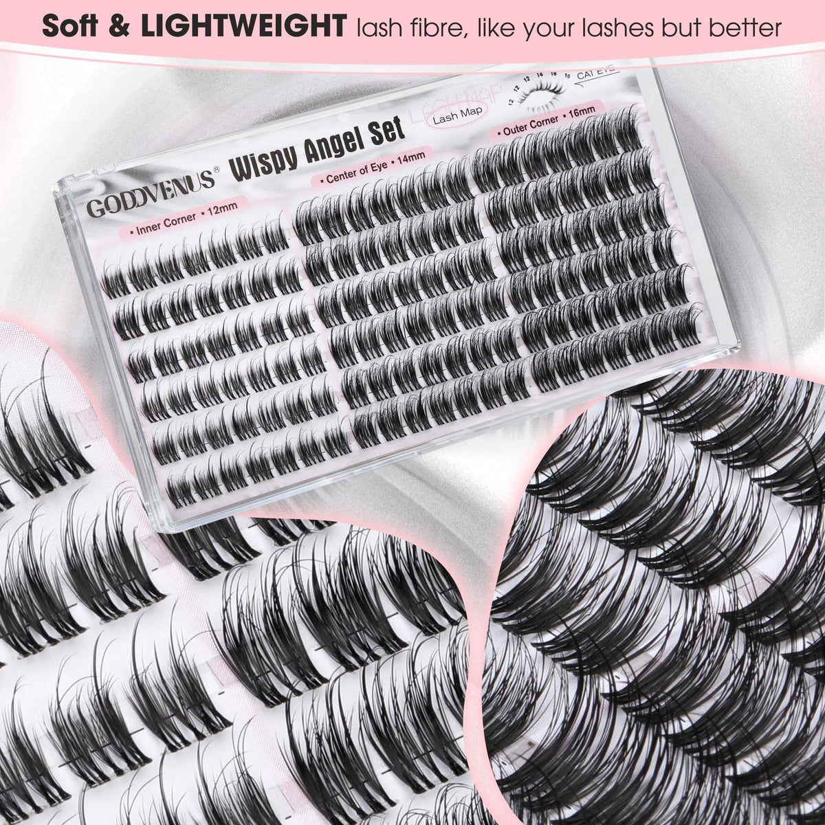 Brown Lash Clusters Natural For Soft Glam 300Pcs Wispy Lashes Cluster Eyelash Cluster Extensions C Curve Individual Lashes DIY Lash Extension Waterproof & Long - Lasting (10-16mm) Jansha Store
