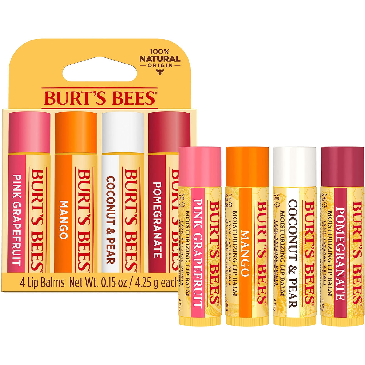 Burt's Bees Lip Balm, Pomegranate, 0.15 oz., 4 Tubes Jansha Store