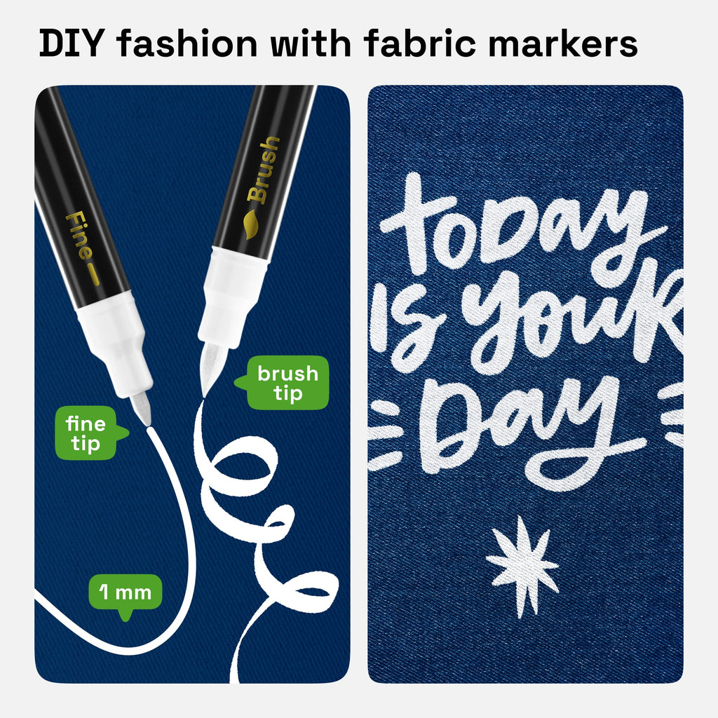 ARTISTRO 5 Black Dual-Tip Fabric Markers Decorating Kit, for Clothes Jansha Store