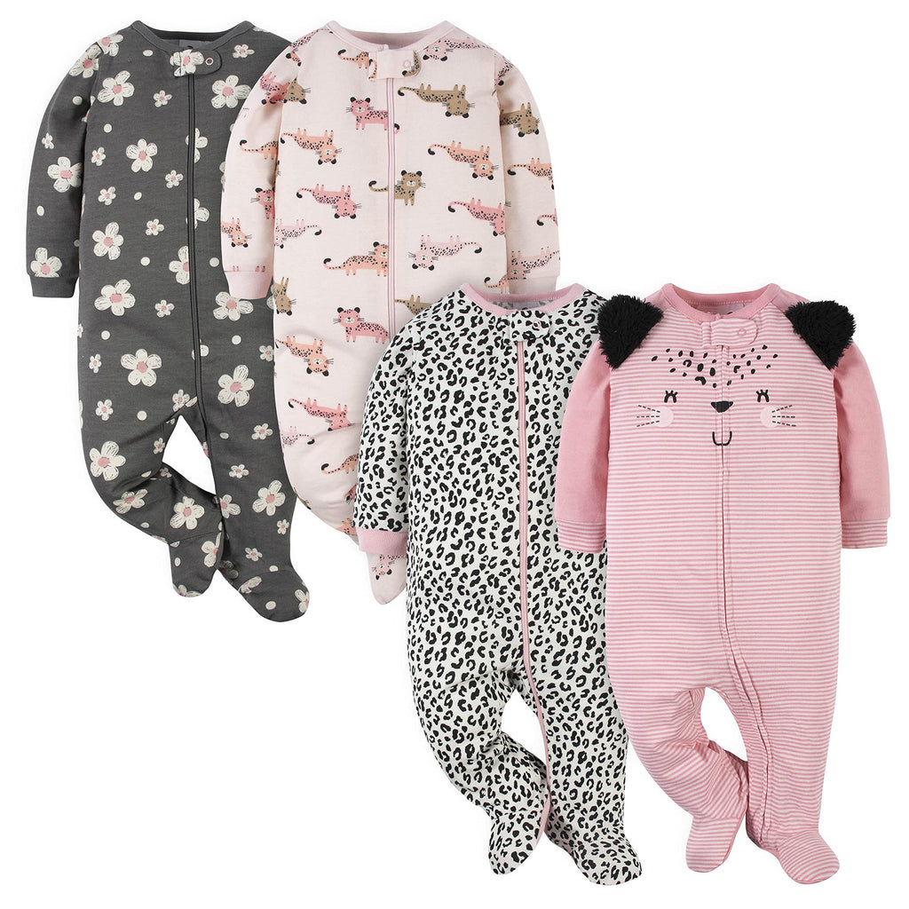 Gerber Baby Girls 4-Pack Sleep 'N Play Footie Jansha Store