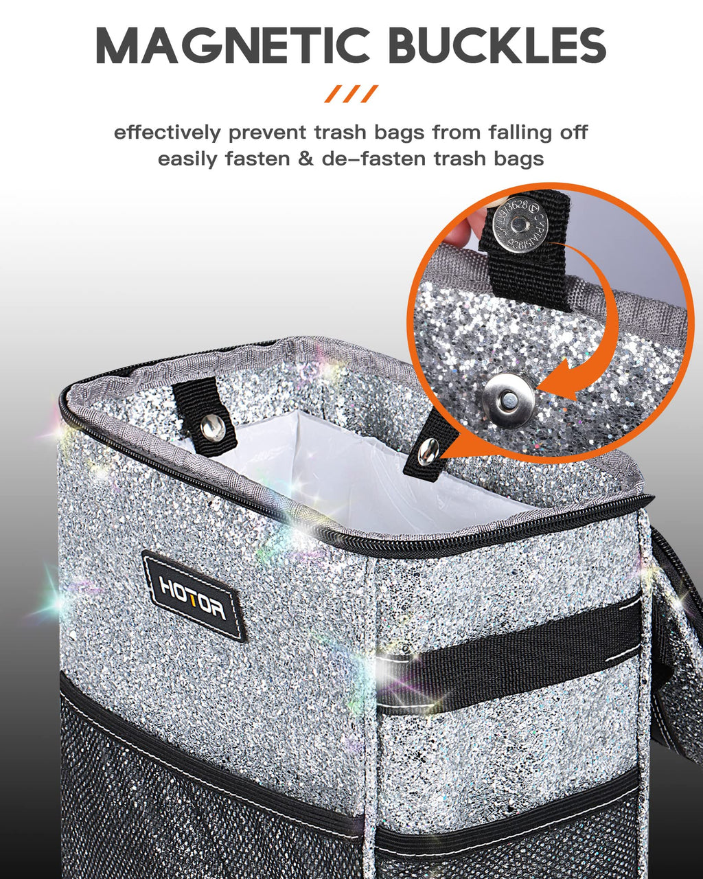 HOTOR Car Trash Can, Leakproof Car Organizer, 2-Gallon, Black Jansha Store