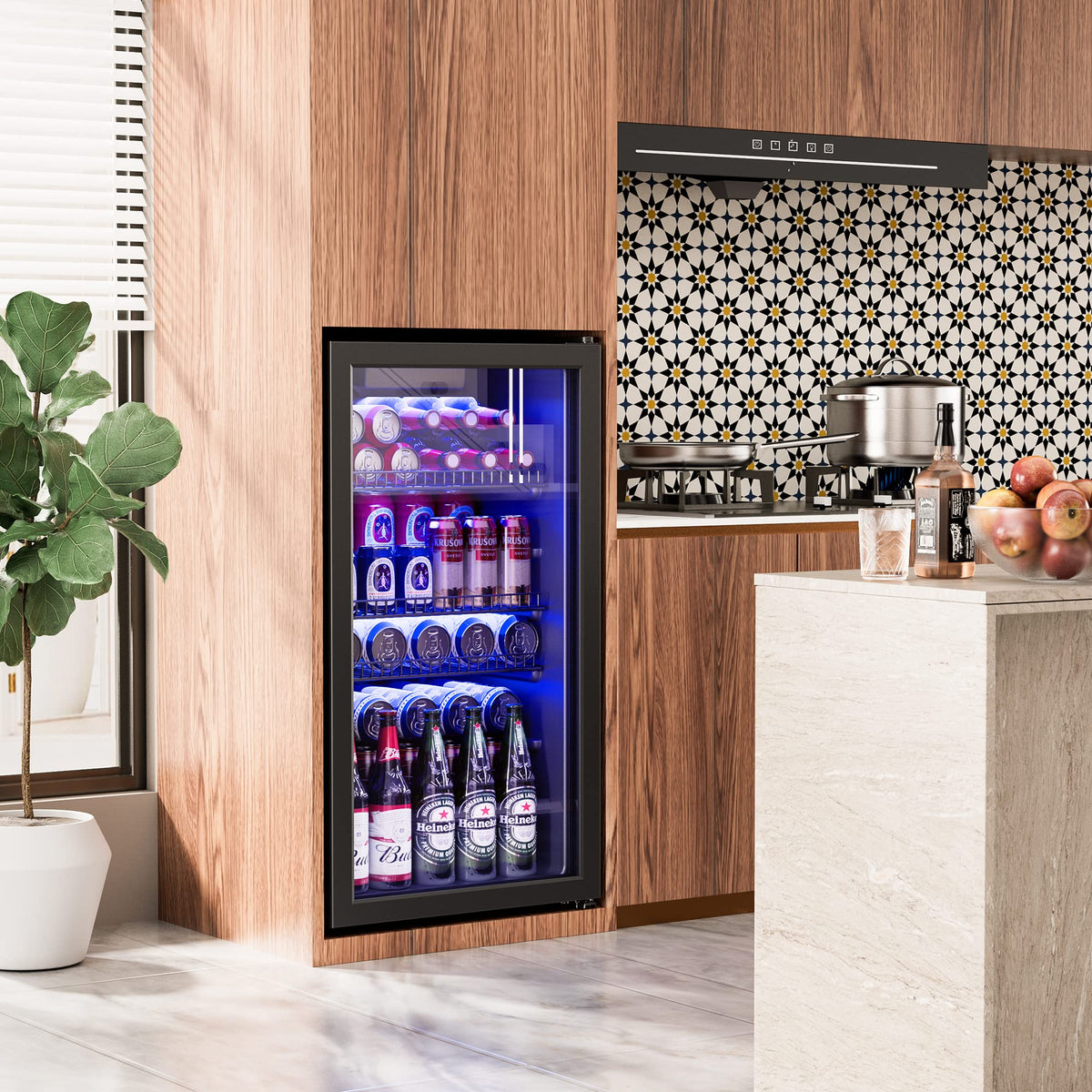 130 Can Beverage Refrigerator, 3.2 Cu.Ft Mini Fridge Beverage Cooler Jansha Store