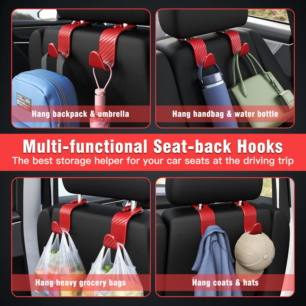 4-Pack Car Headrest Hooks Holds 55lbs Seat Storage Organizer for Bags Jansha Store