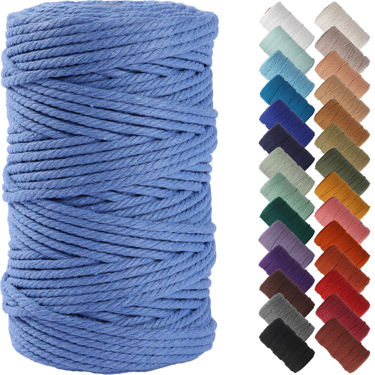 NOANTA Baby Blue Macrame Cord 3mm x 109yards, Cotton Rope Macrame Yarn Jansha Store