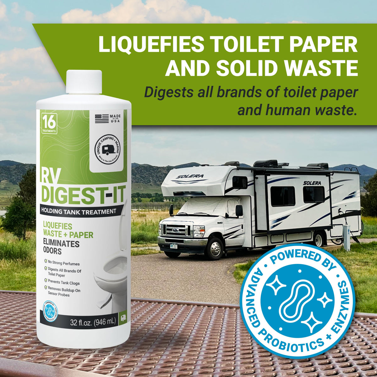 Unique RV Toilet Treatment, RV Digest-It Ultra Liquid, 32 Uses Jansha Store