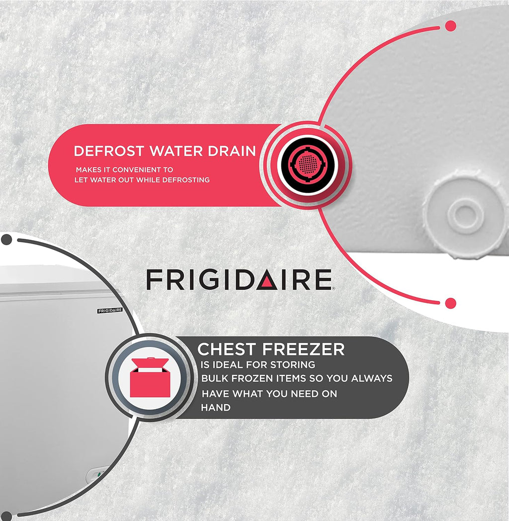 FRIGIDAIRE EFRF9003 Chest Deep Freezer, 9 Cu. Ft. Class, WhiteAdjustable Thermostat-Removable Vinyl Coated Wire Basket-Easy Defrost Drain, 9-10CF, White Jansha Store