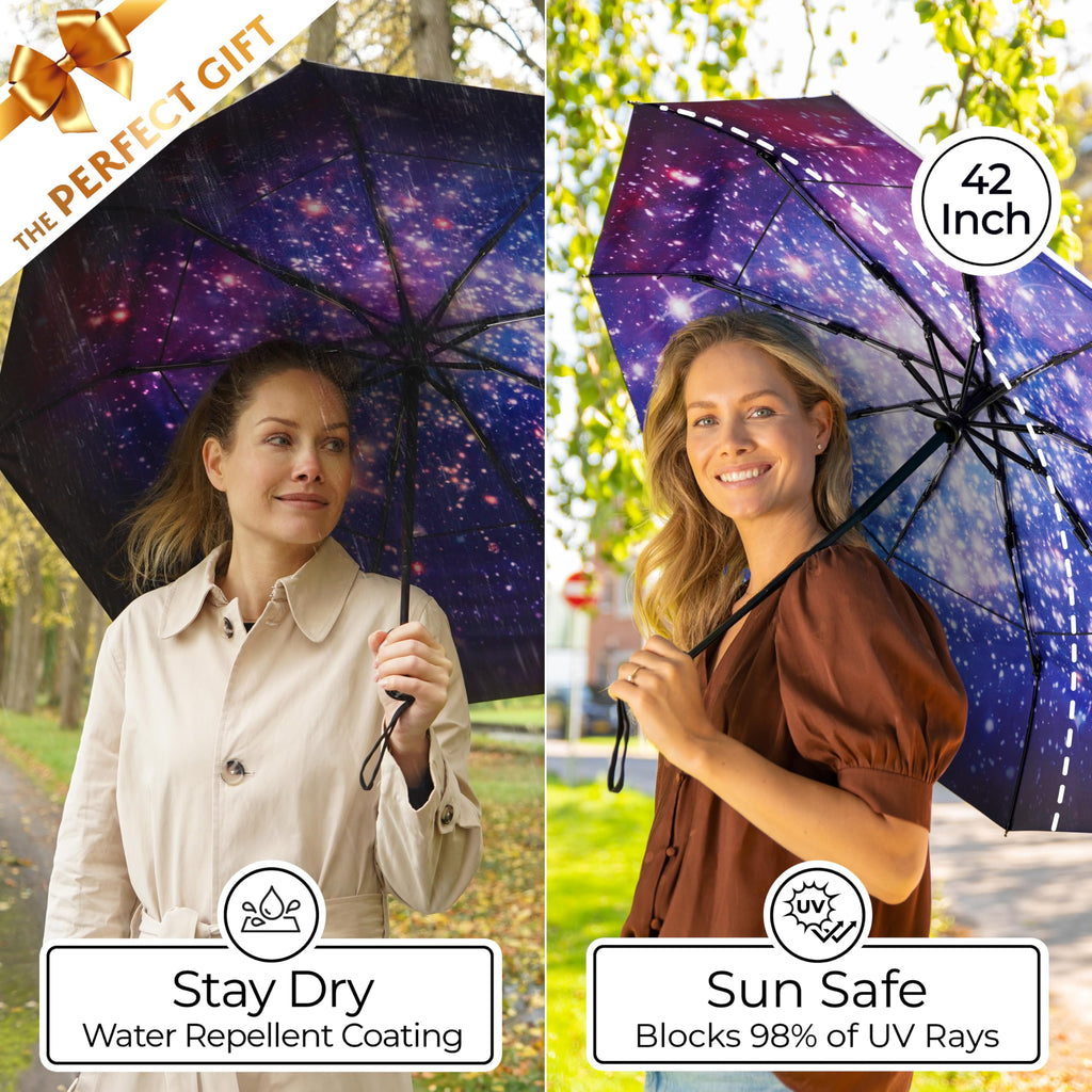 TUMELLA Strongest Windproof Travel Umbrella (Compact, 100MPH Wind-Tested), Light, Portable, One-Handed Use, Automatic Folding Rain Umbrella, Durable, Premium Grip, Fits Car & Backpack Jansha Store