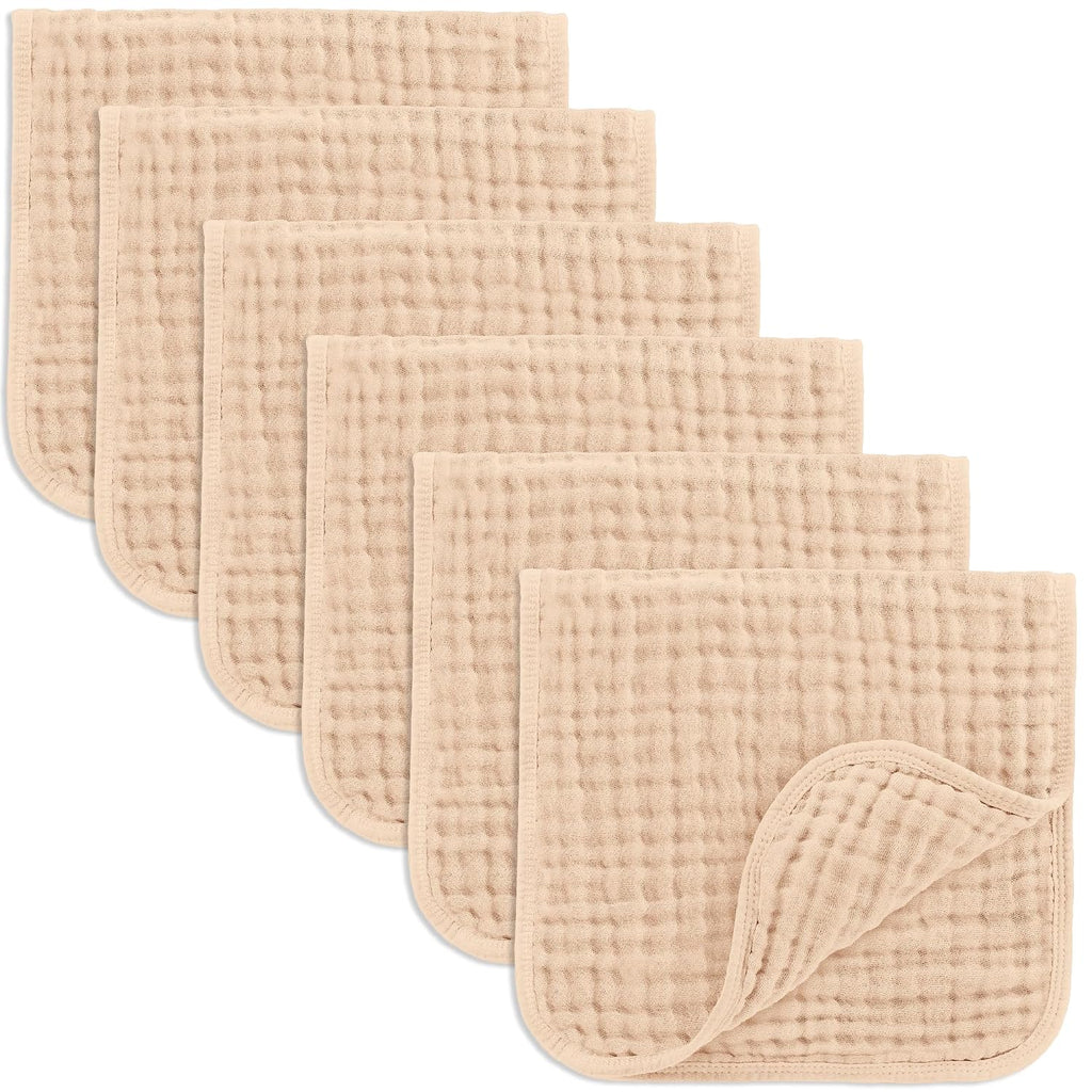 Comfy Cubs Muslin Burp Cloths 20x10" 6 Pack, Baby Burp Cloths - Cream Jansha Store