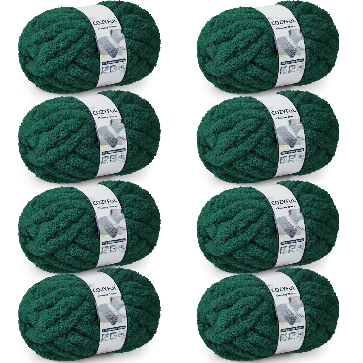 Cozyful Chunky Yarn for Hand Knitting - #10 Chunky Chenille Yarn, Jumbo Big Thick Chunky Yarns for Crocheting, Super Bulky Chunky Knit Blanket Yarns, 8 Skein (22 yds 8 oz Each Skein), Soft Sage Green Jansha Store