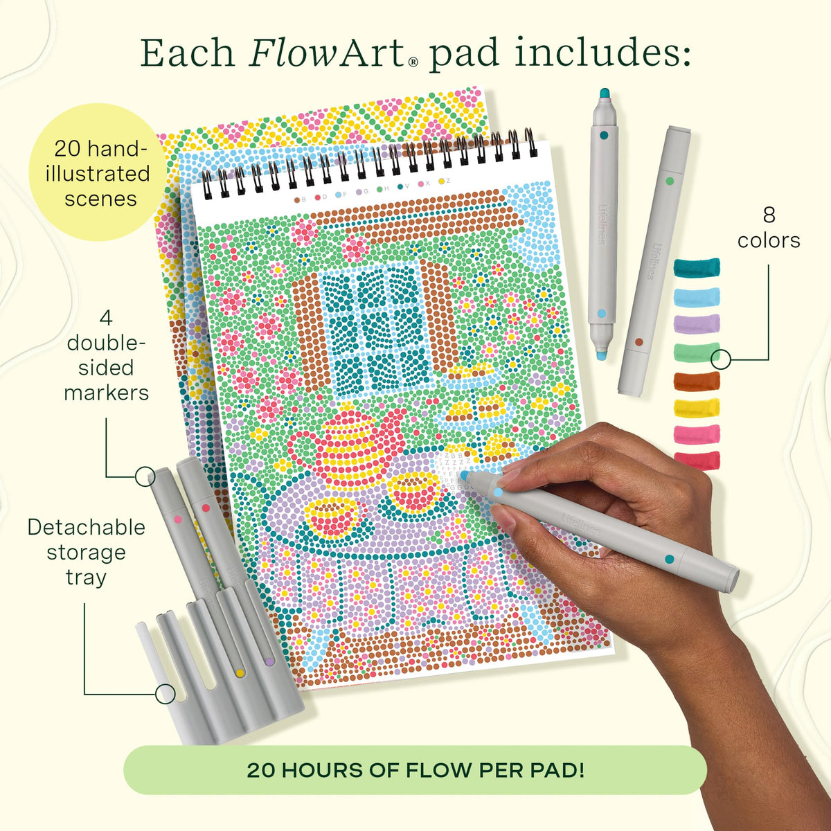 Lifelines FlowArt Activity Pads 3-Pack, Dot-by-Letter Guided Coloring Books Jansha Store