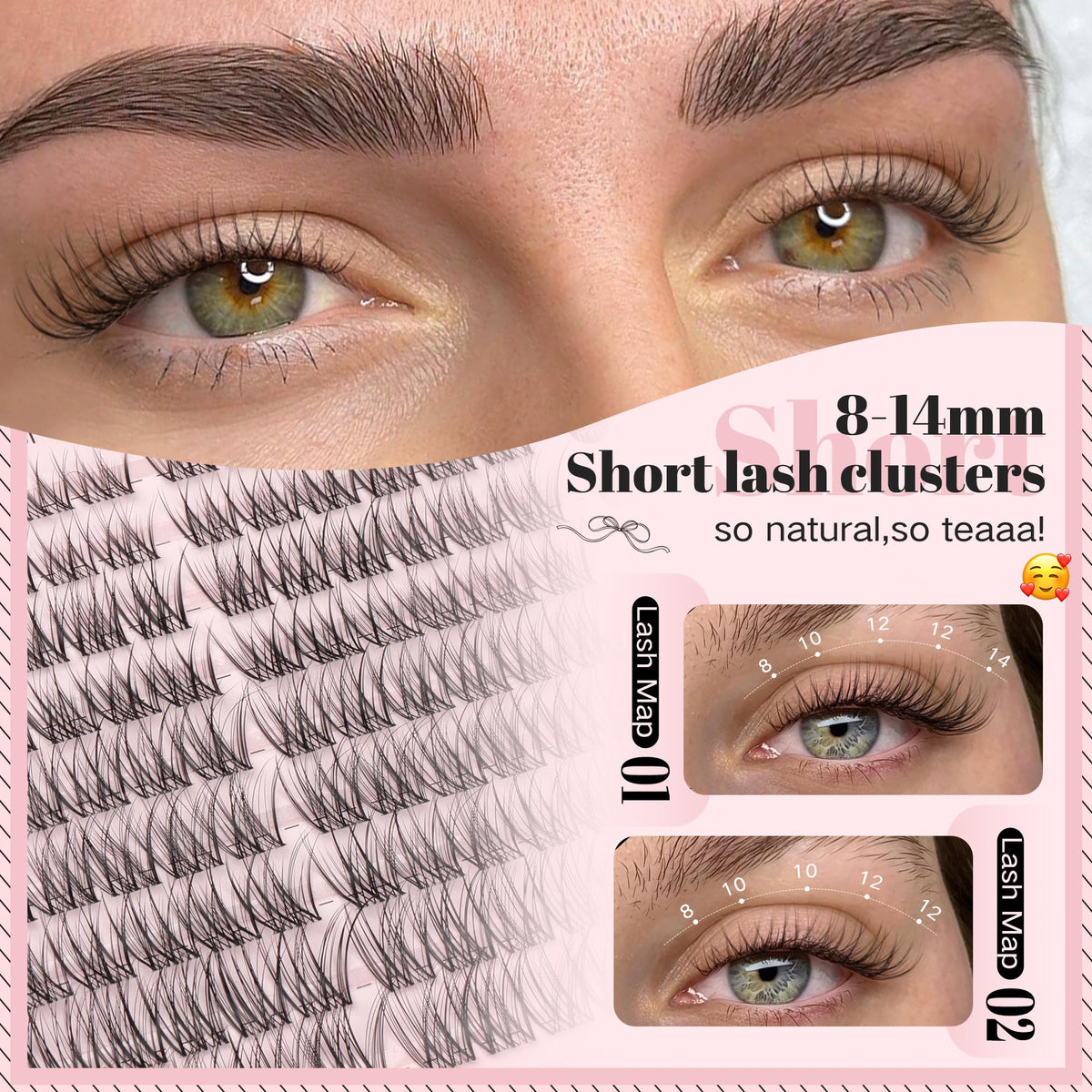 Brown Lash Clusters Natural For Soft Glam 300Pcs Wispy Lashes Cluster Eyelash Cluster Extensions C Curve Individual Lashes DIY Lash Extension Waterproof & Long - Lasting (10-16mm) Jansha Store