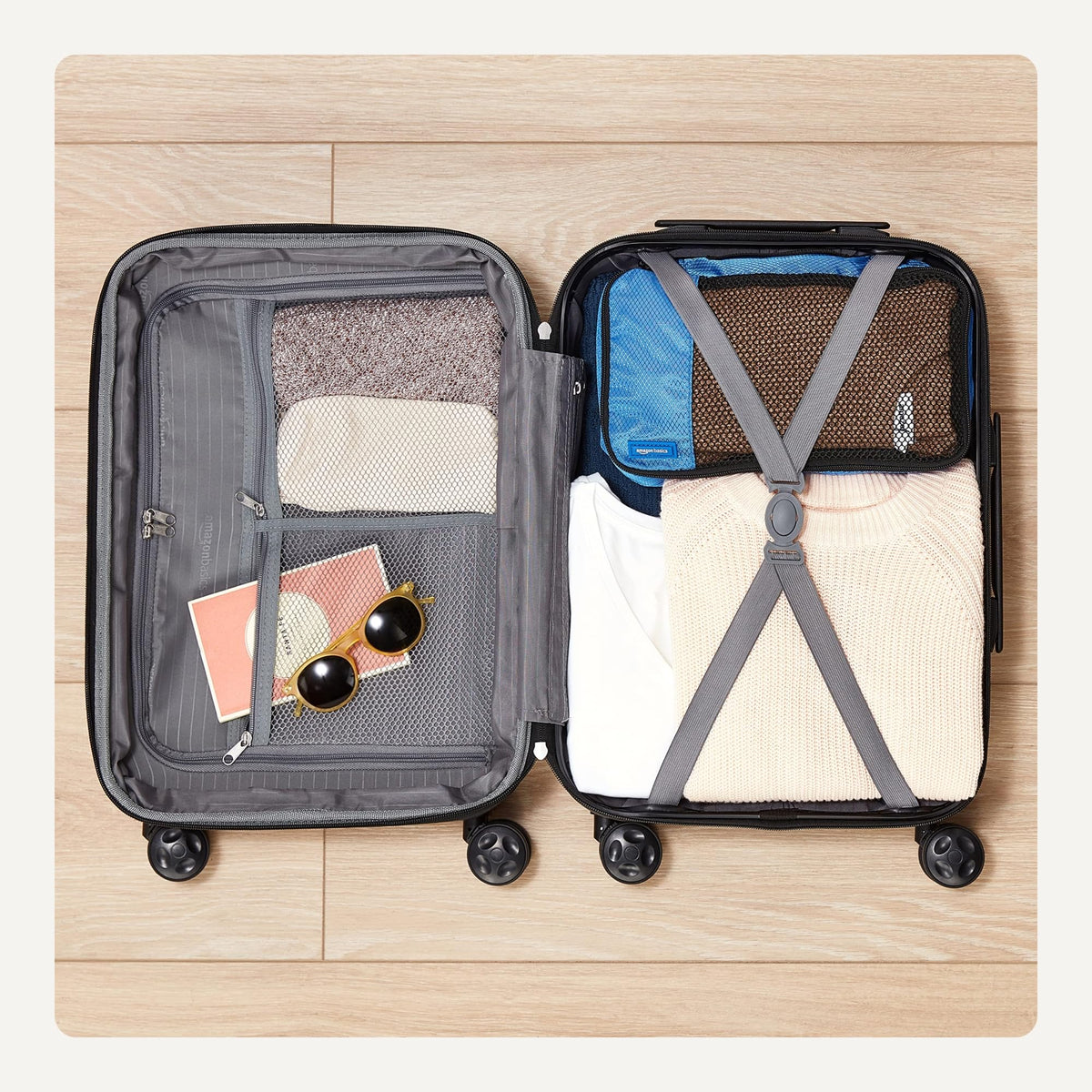 Amazon Basics 3-Piece Hardshell Suitcases Set (21", 26", 30"), Expandable For Up to 25% More Space, With Scratch-Resistant Finish, Four Multi-Directional Wheels, Rose Gold Jansha Store