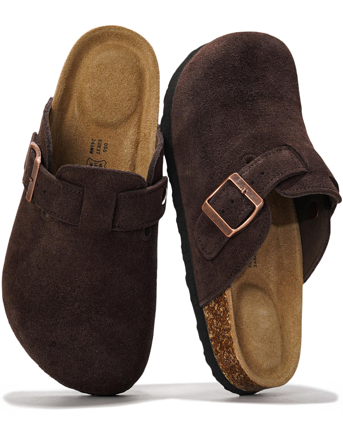 Project Cloud 100% Genuine Leather Womens Cork Footbed Clogs for Women Jansha Store