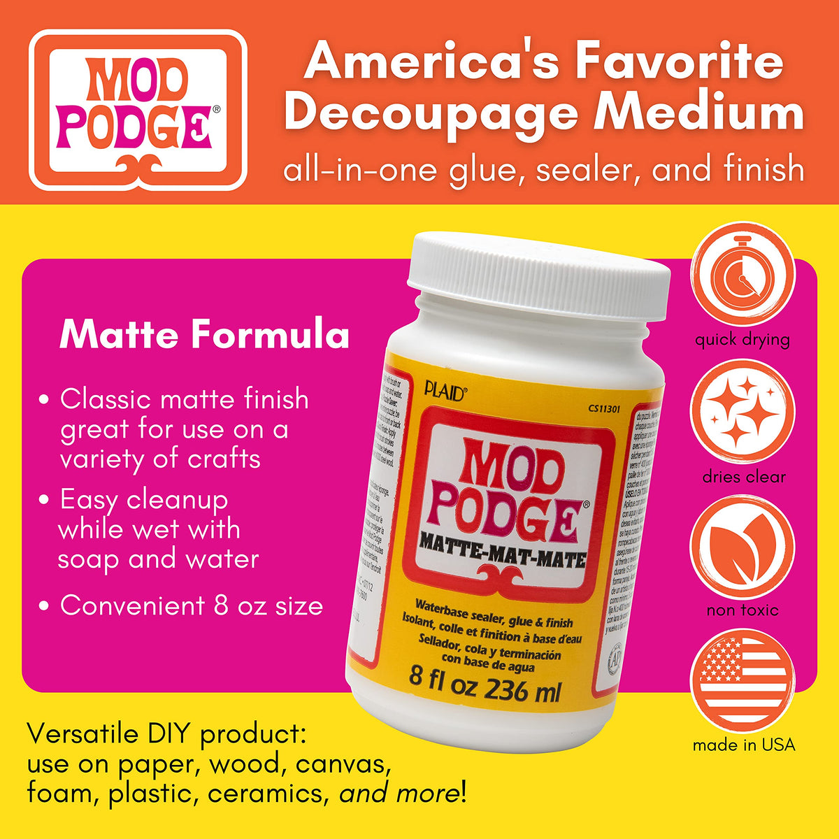 Mod Podge CS11302B Waterbase Sealer, Glue and Finish, 16 oz, Matte- (Pack of 12) Jansha Store