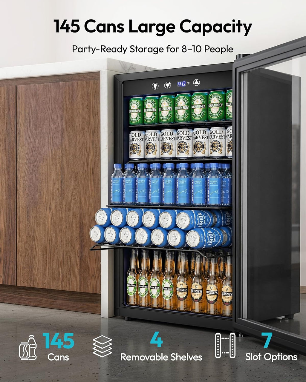 EUHOMY 145 Can Mini Fridge, 4.5 Cu.ft Beverage Refrigerator with Glass Door Jansha Store