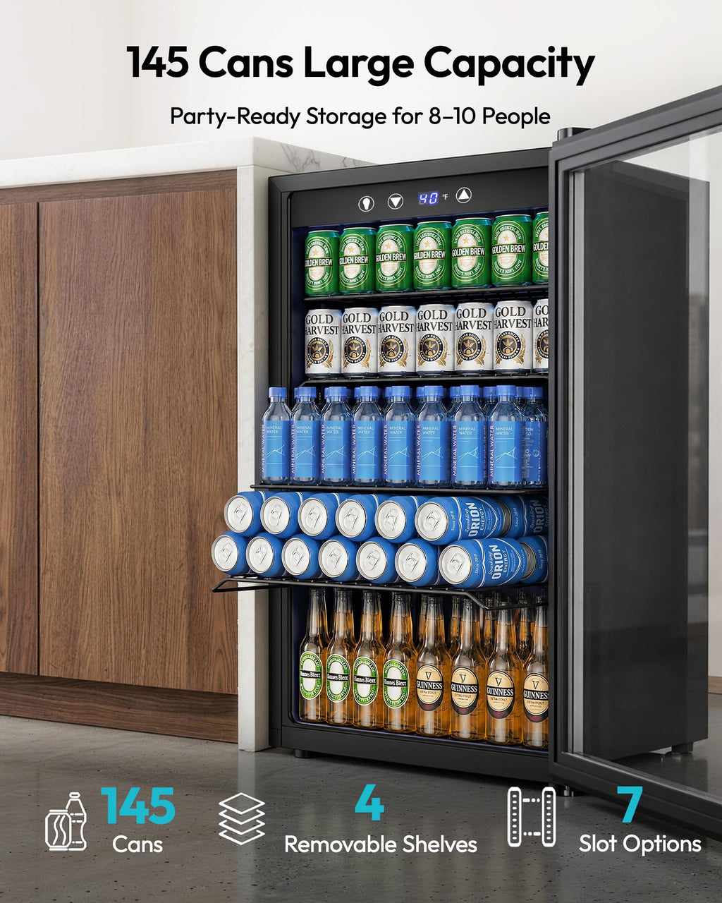 EUHOMY 130 Can Mini Fridge, Beverage Refrigerator with Glass Door, Black Jansha Store