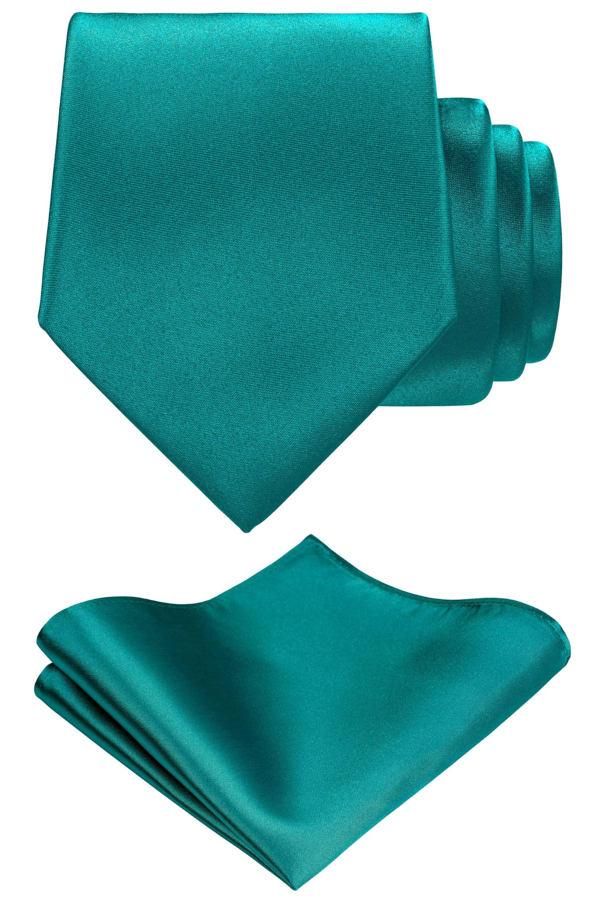 TIE G Solid Satin Woven dyed Color Formal Black Necktie and Pocket Square Sets in Gift Box Jansha Store