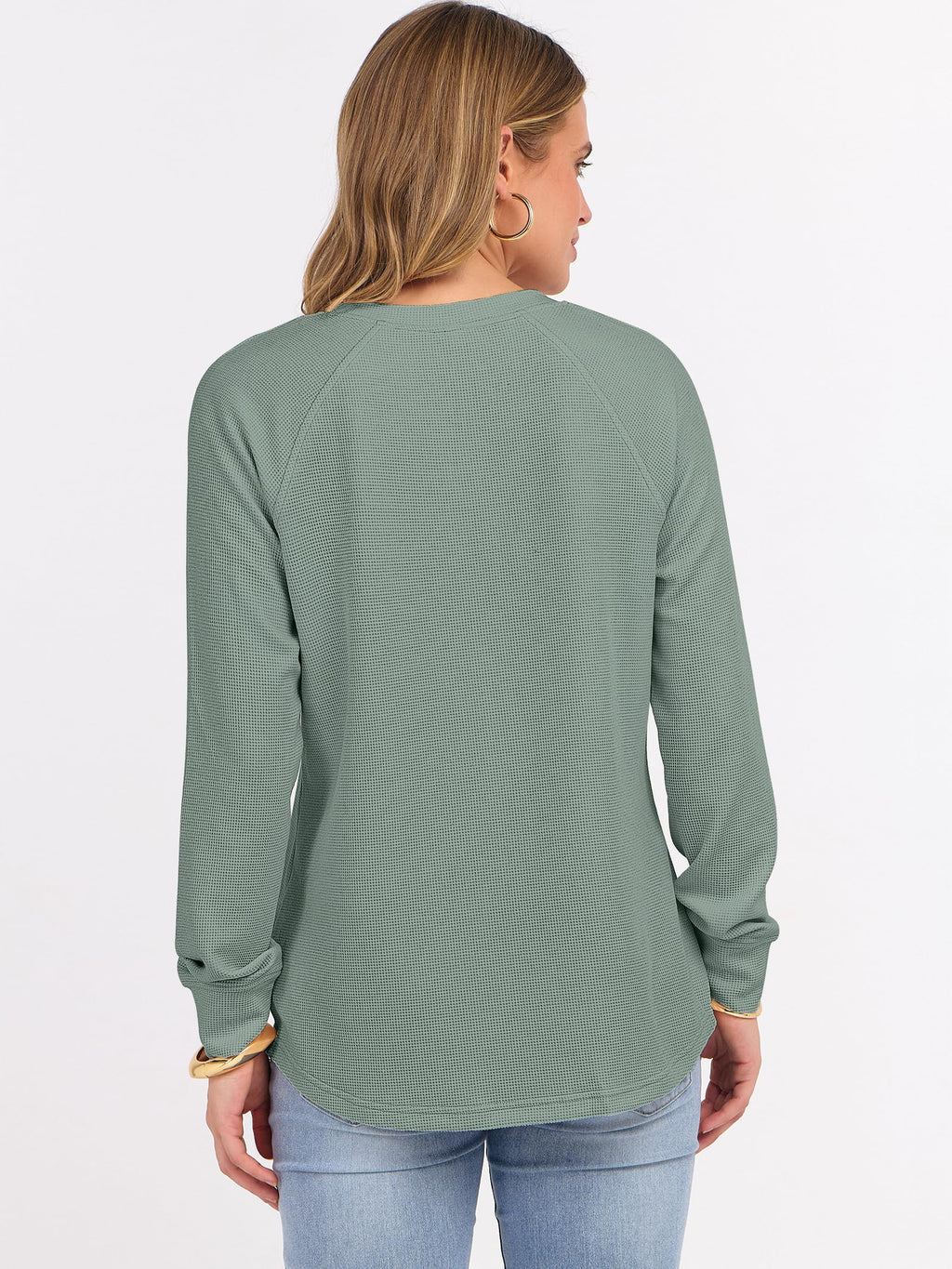 ANRABESS Women's Waffle Knit Henley Top Long Sleeve Shirts Jansha Store