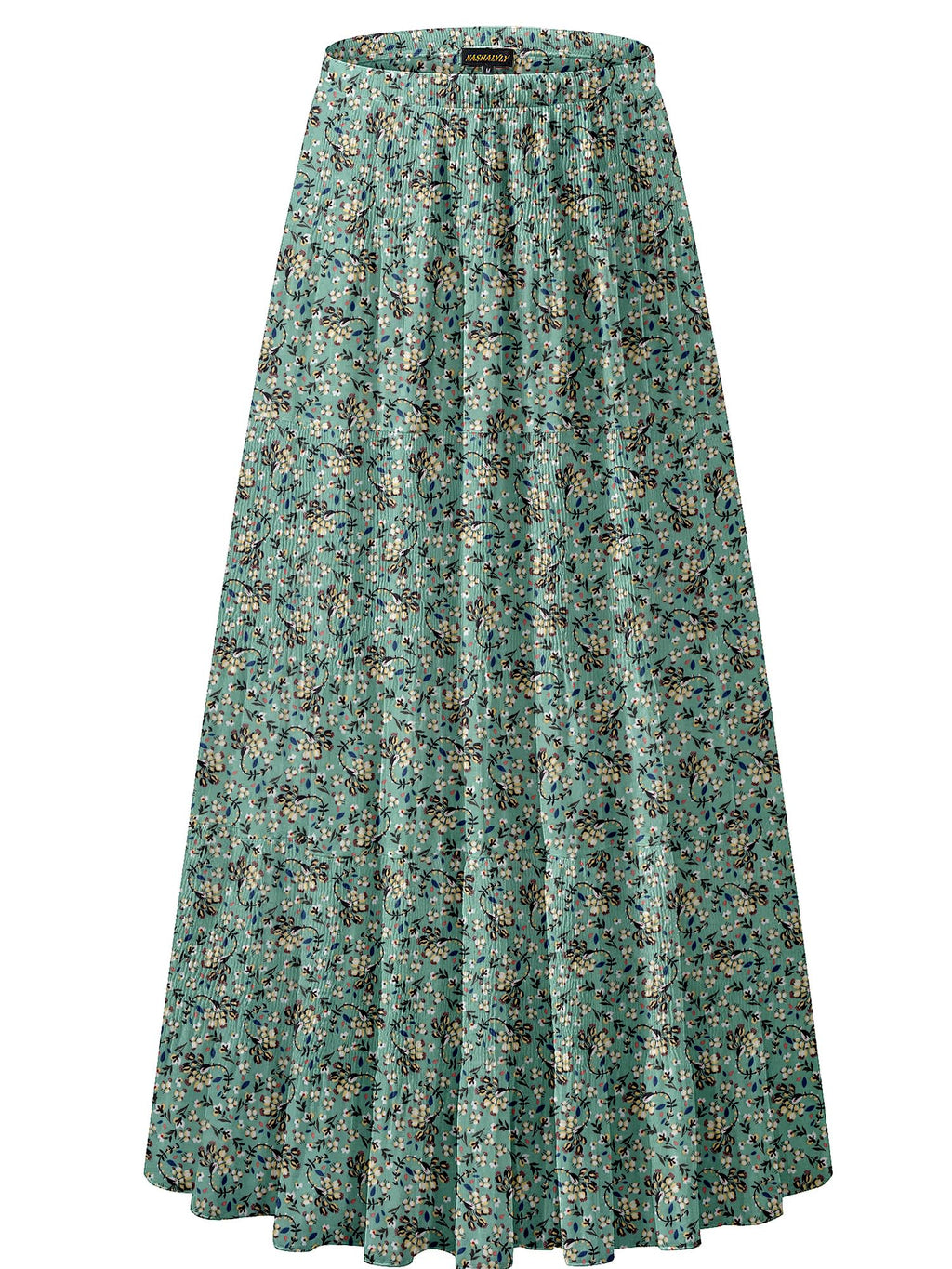 NASHALYLY Women's Chiffon Elastic High Waist Pleated A-Line Maxi Skirts Jansha Store