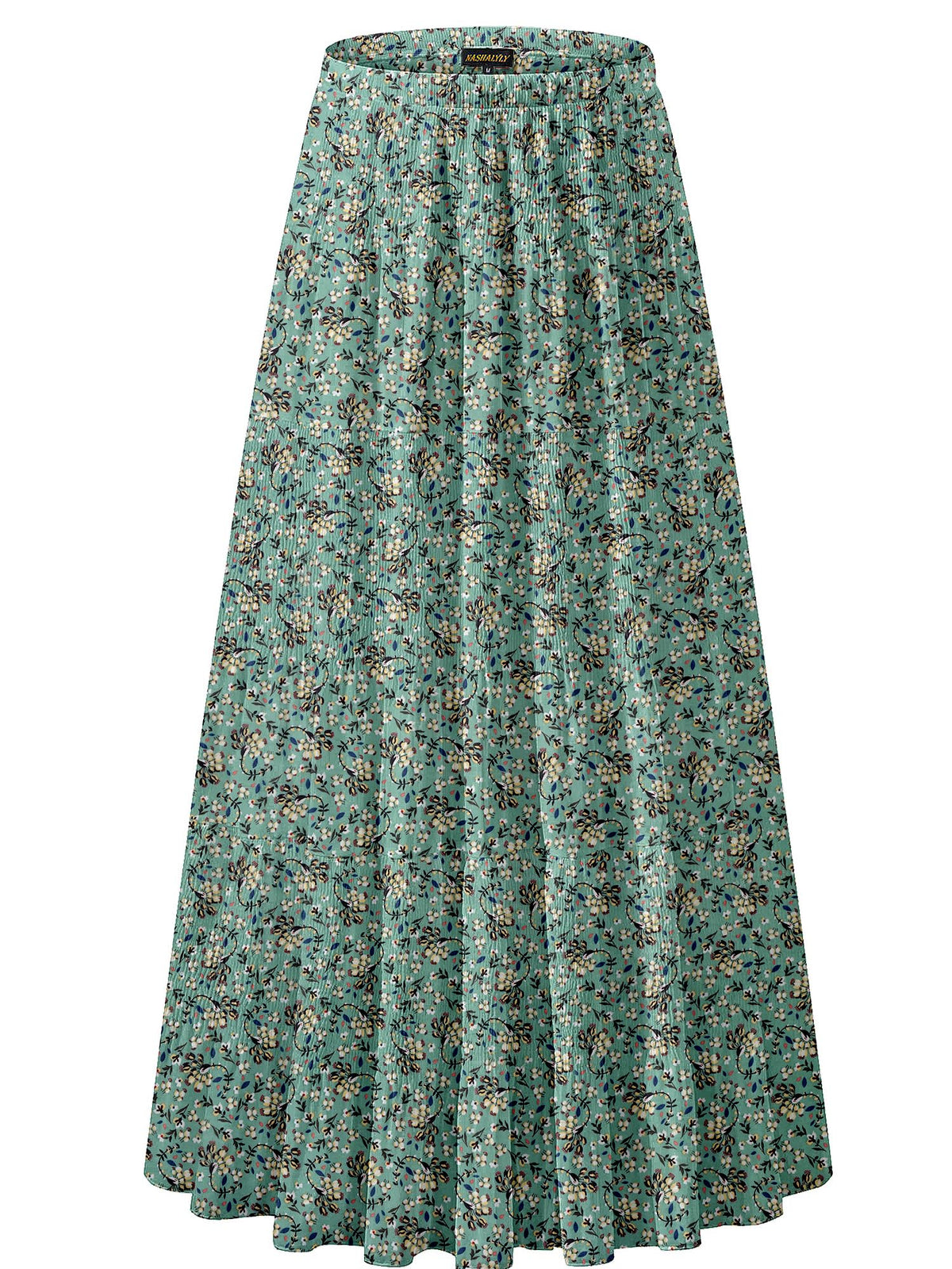 NASHALYLY Women's Chiffon Elastic High Waist Pleated A-Line Maxi Skirts Jansha Store