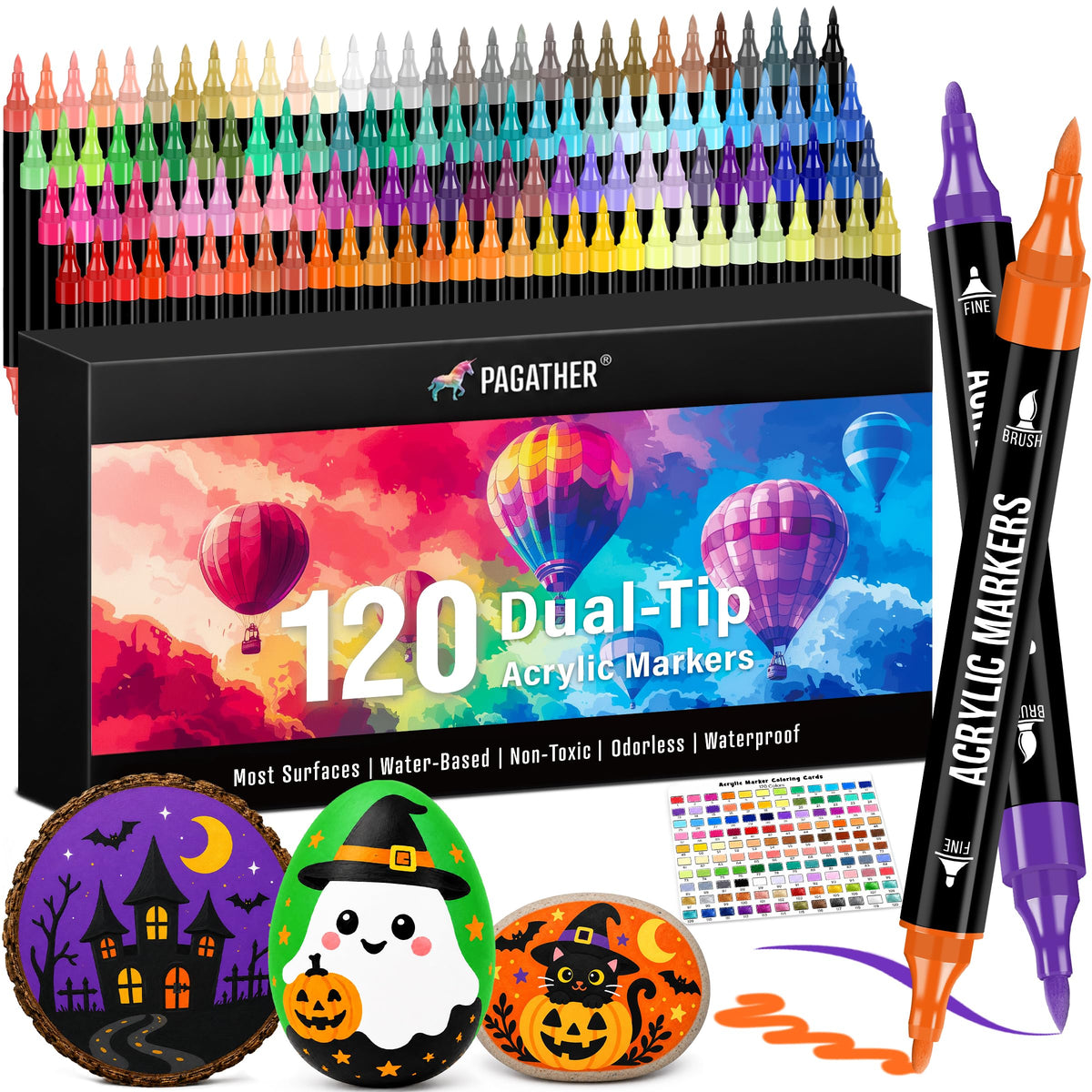 Pagather Metallic Acrylic Paint Markers, 24 Colors Dual Tip Pens Set Jansha Store