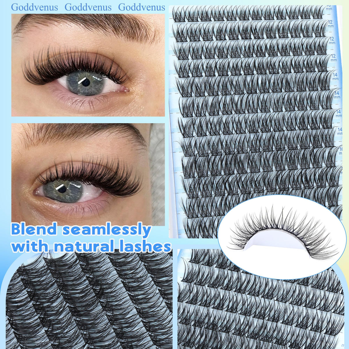 Brown Lash Clusters Natural For Soft Glam 300Pcs Wispy Lashes Cluster Eyelash Cluster Extensions C Curve Individual Lashes DIY Lash Extension Waterproof & Long - Lasting (10-16mm) Jansha Store