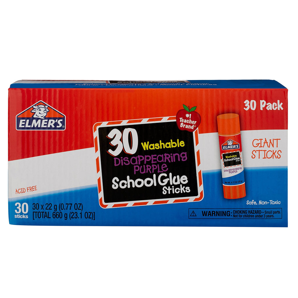 Elmer's Disappearing Purple School Glue Sticks, Washable, 22 Grams, 3 Count - Poster, Vision Board, Back to School Supplies, #1 Teacher Brand Jansha Store