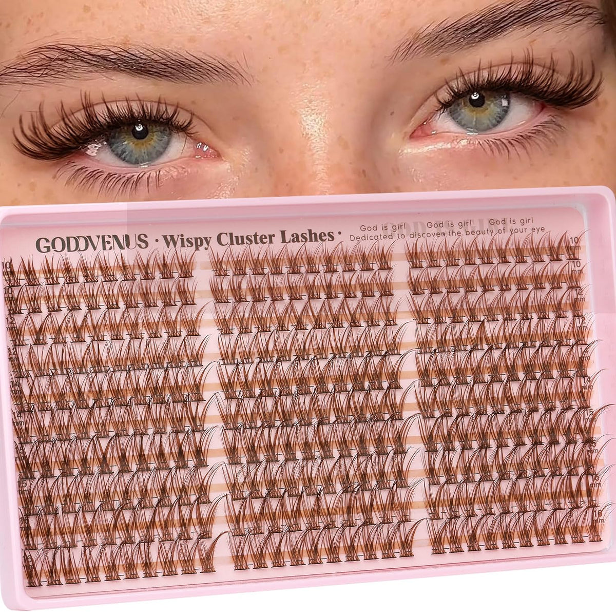 Brown Lash Clusters Natural For Soft Glam 300Pcs Wispy Lashes Cluster Eyelash Cluster Extensions C Curve Individual Lashes DIY Lash Extension Waterproof & Long - Lasting (10-16mm) Jansha Store