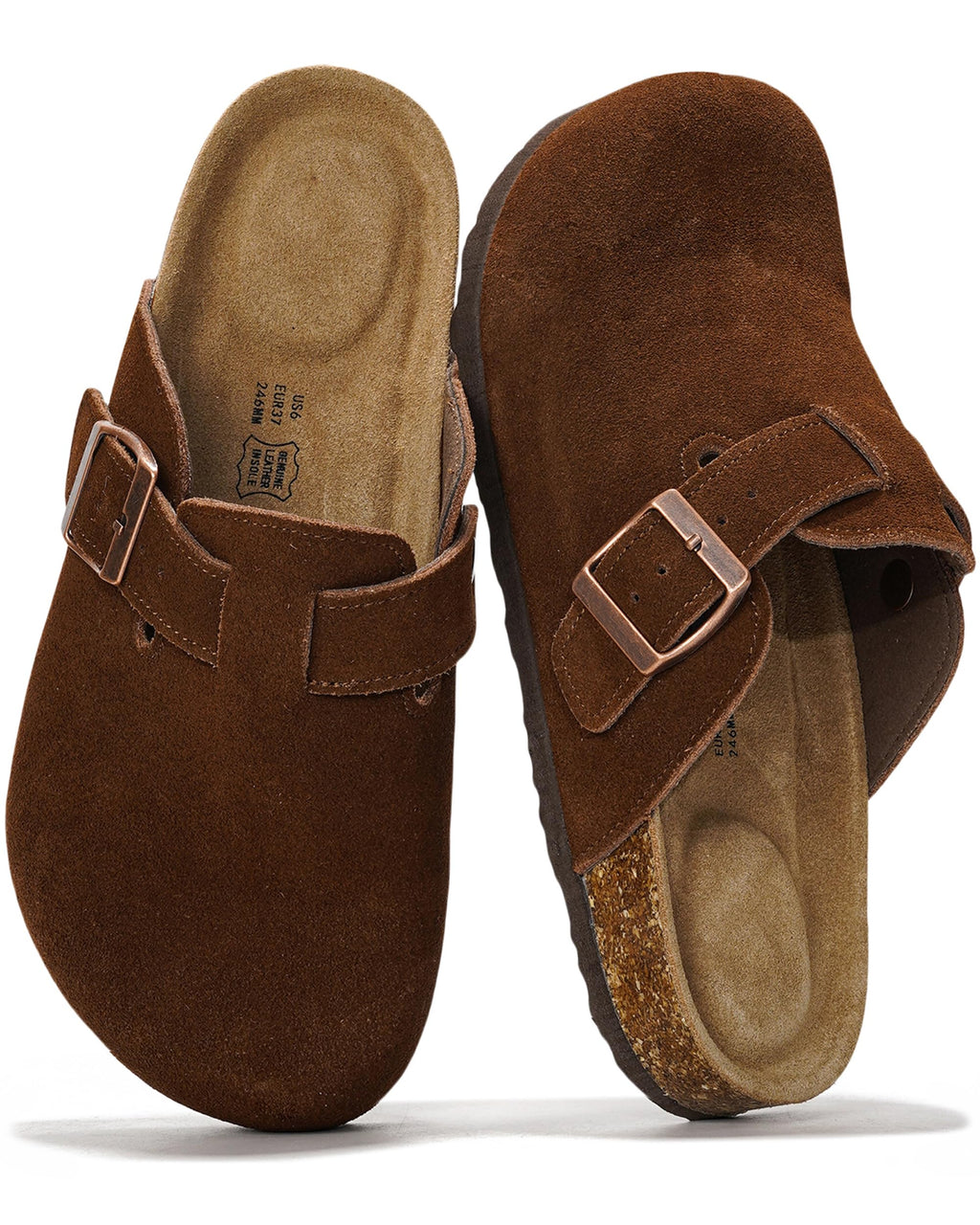 Project Cloud 100% Genuine Leather Womens Cork Footbed Clogs for Women Jansha Store