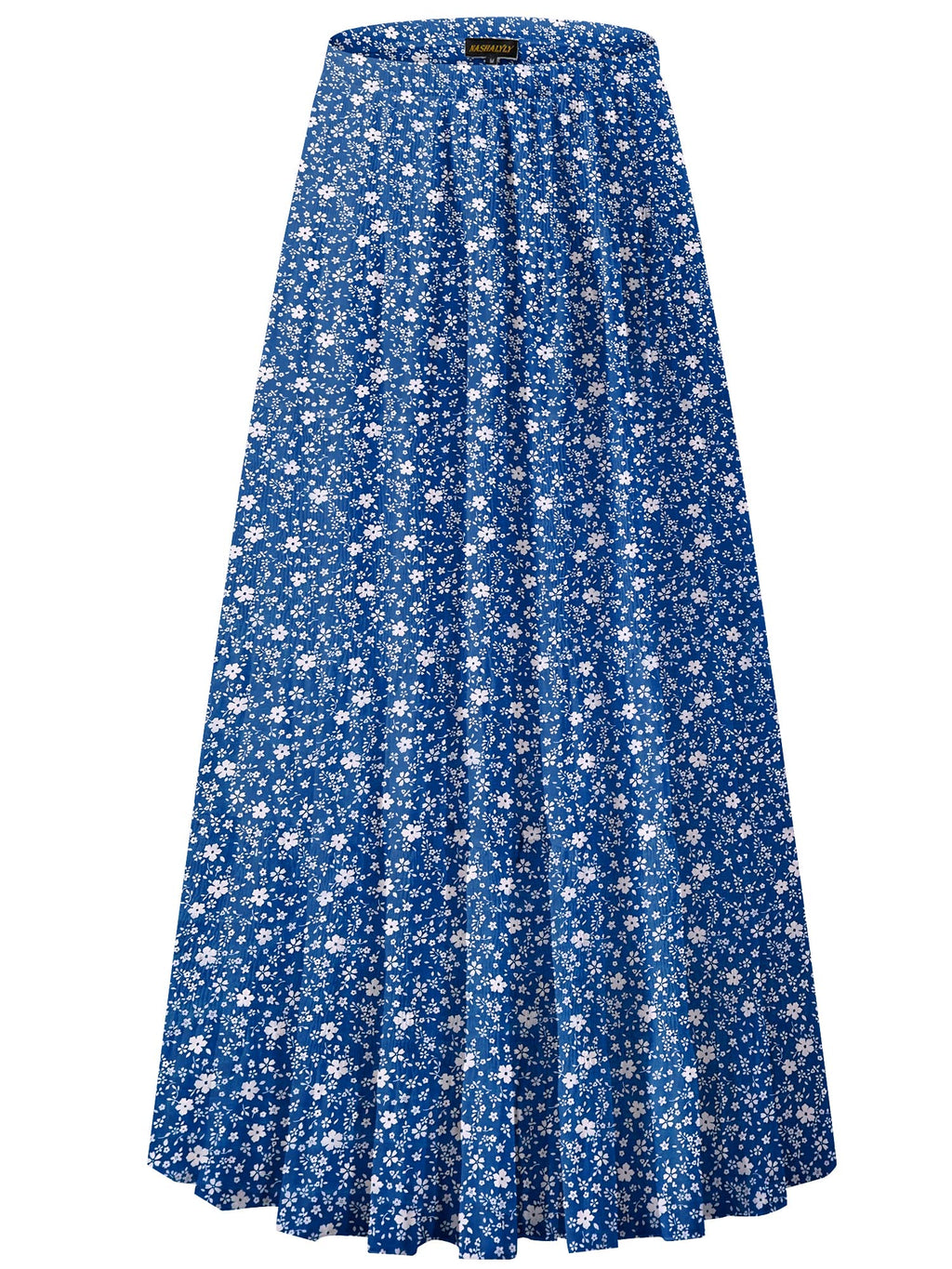 NASHALYLY Women's Chiffon Elastic High Waist Pleated A-Line Maxi Skirts Jansha Store